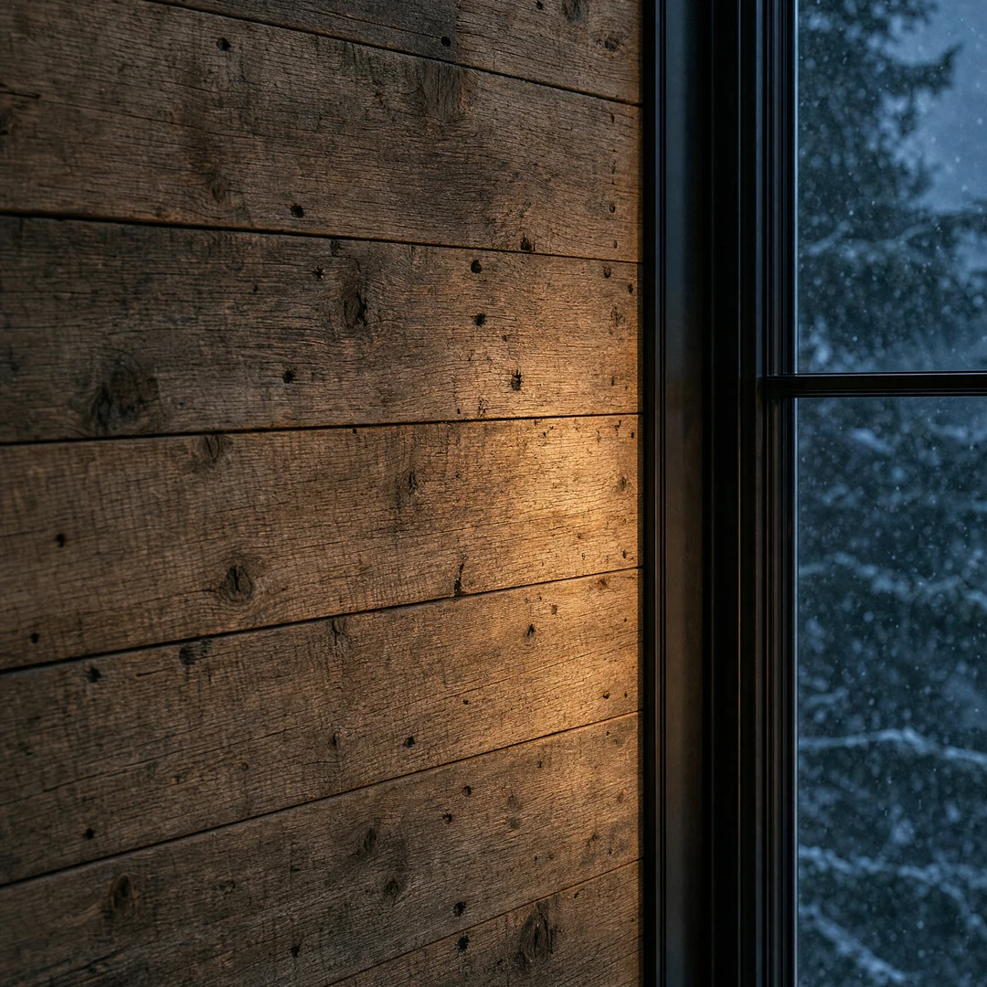 Reclaimed timber wall detail